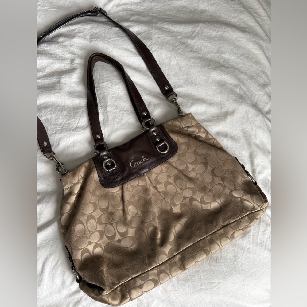 2011 Coach Dark Brown and Tan Shoulder Bag